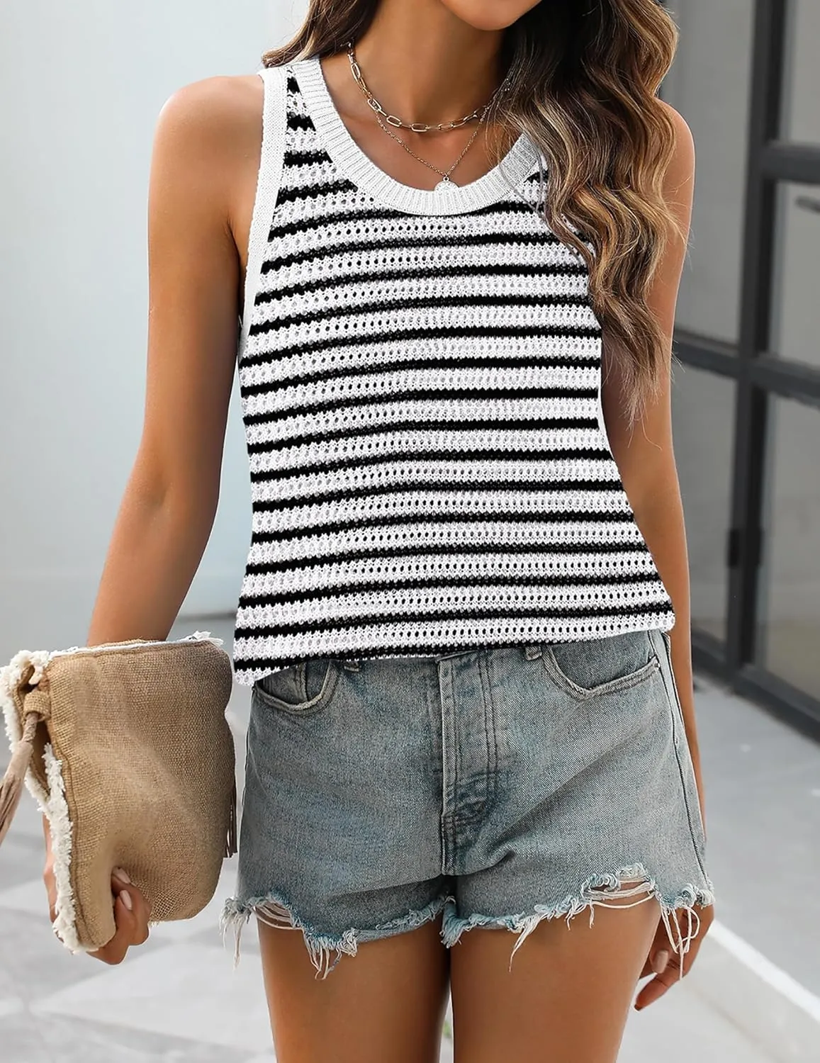 Zeagoo Crochet Sleeveless Sweater Vest