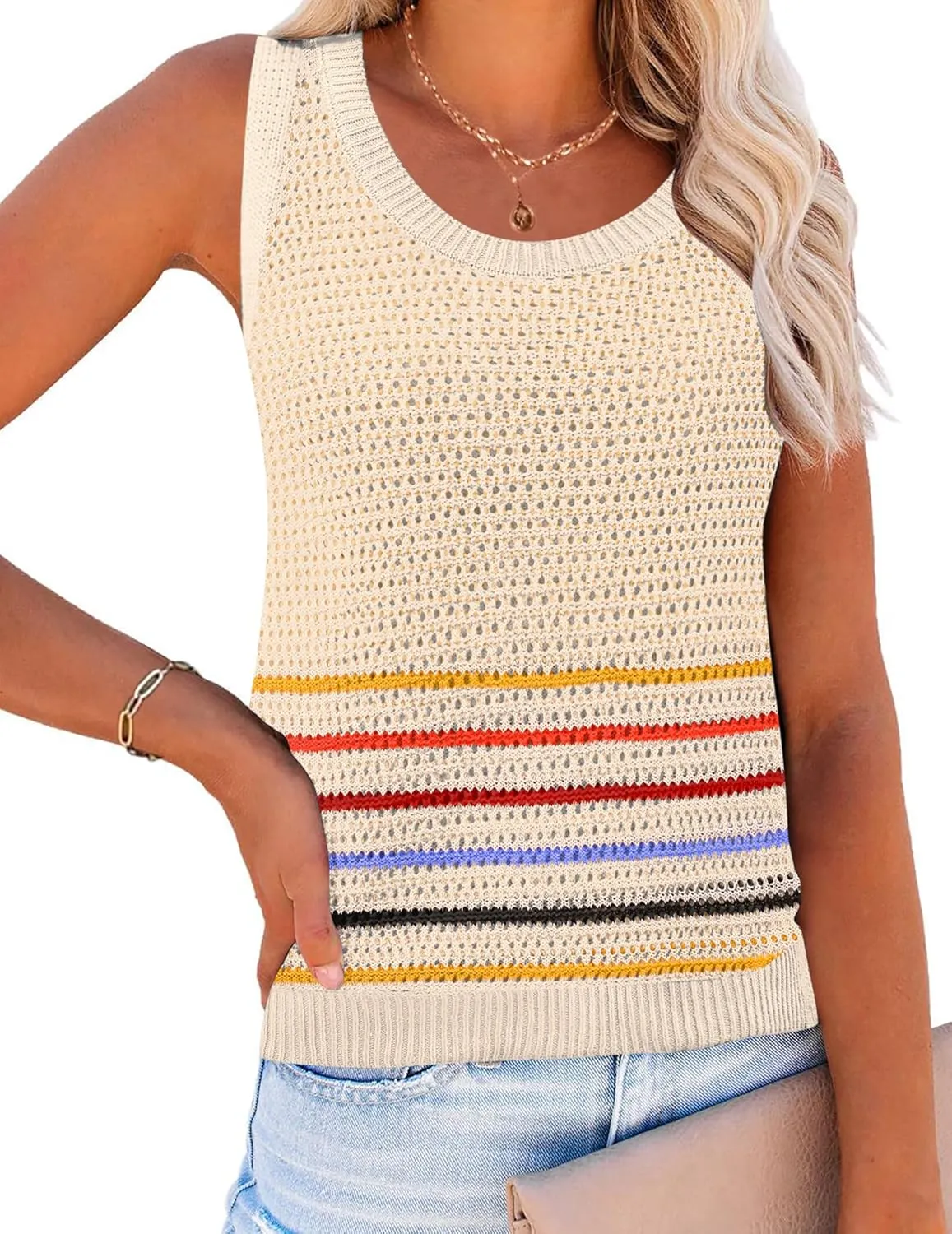 Zeagoo Crochet Sleeveless Sweater Vest